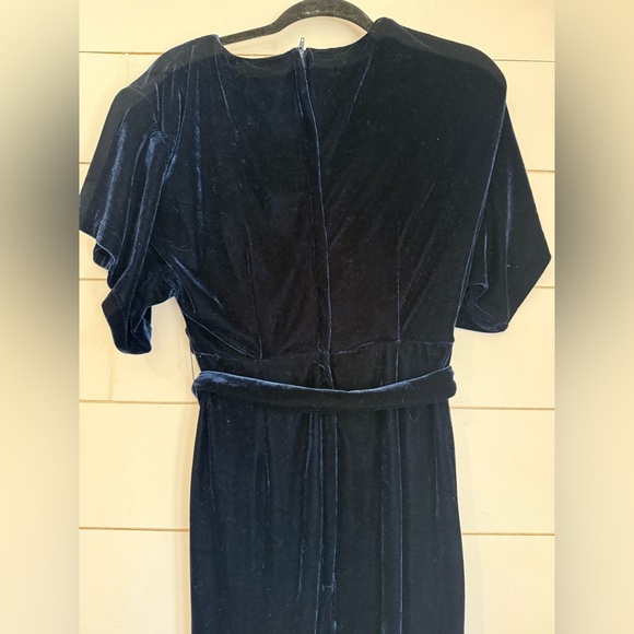 ModCloth x Collectif Keiko Velvet Maxi Dress Womens High Slit Blue Witchy - Picture 10 of 11